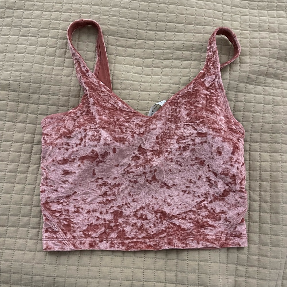 Pink velour align crop top size 6